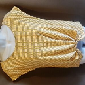 Anthropologie W5 Yellow & White Twist Front Striped Top Size S